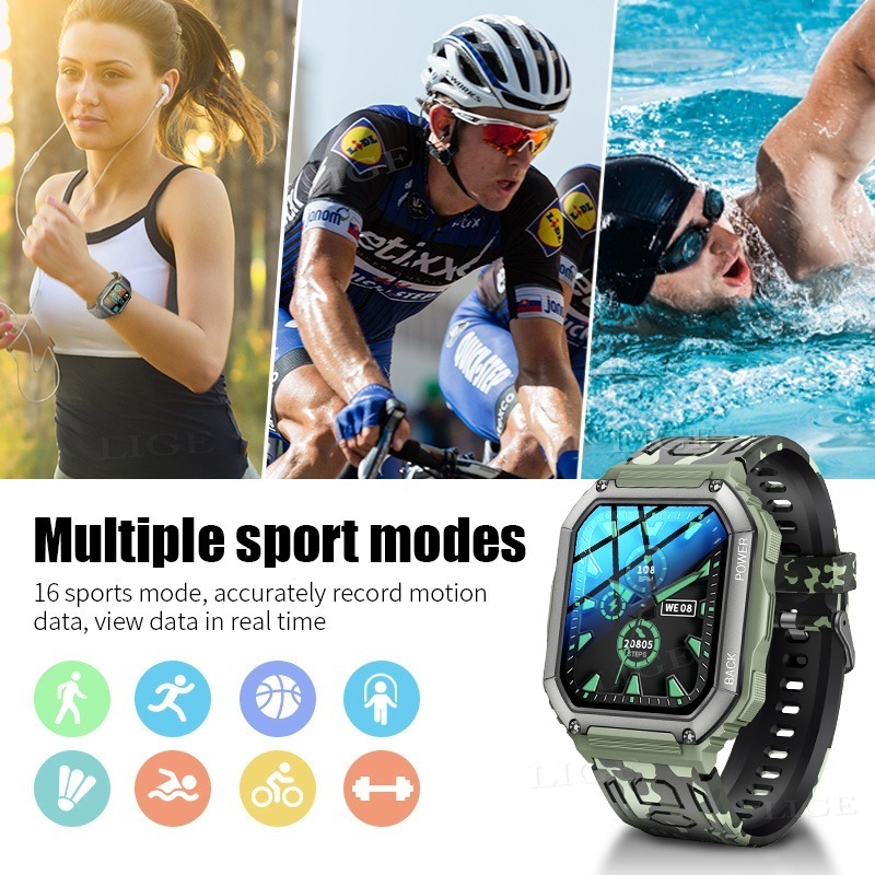 Relógio Esportivo Lige Bluetooth Call Masculino Militar Smar - Imagem 3