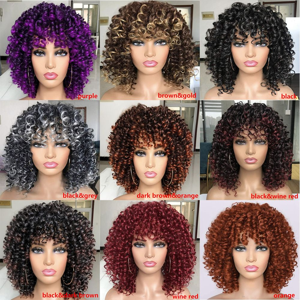 Perucas Sintéticas Afro Kinky Curly Short Wigdiy De Alta Qua - Imagem 4