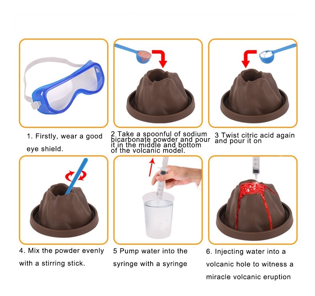 Kit De Vulcão Em Erupção De Construção Diy Brinquedo Educati - Imagem 8
