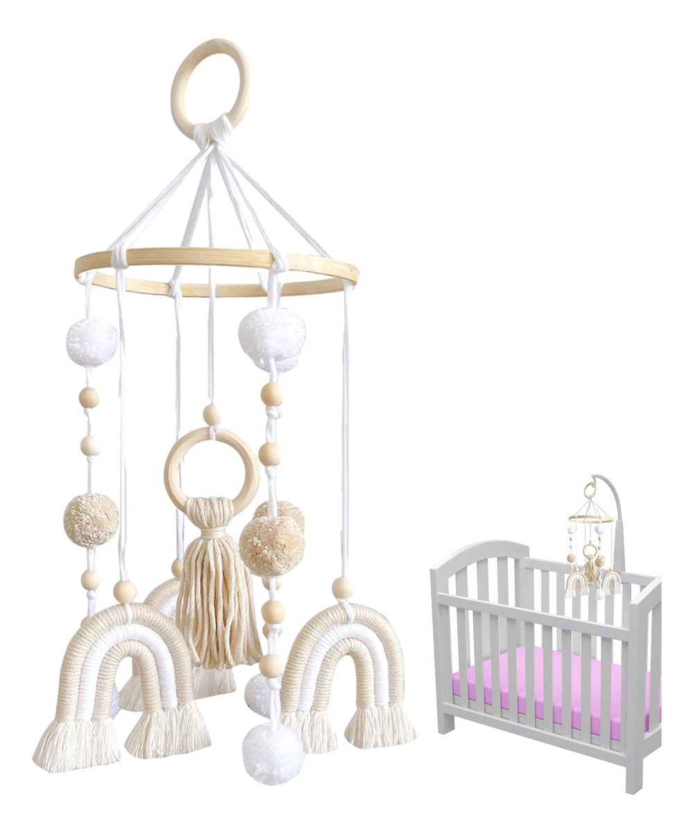 Cama De Bebê Móvel De Madeira Rainbow Mobile Baby Wind Chime - Imagem 2
