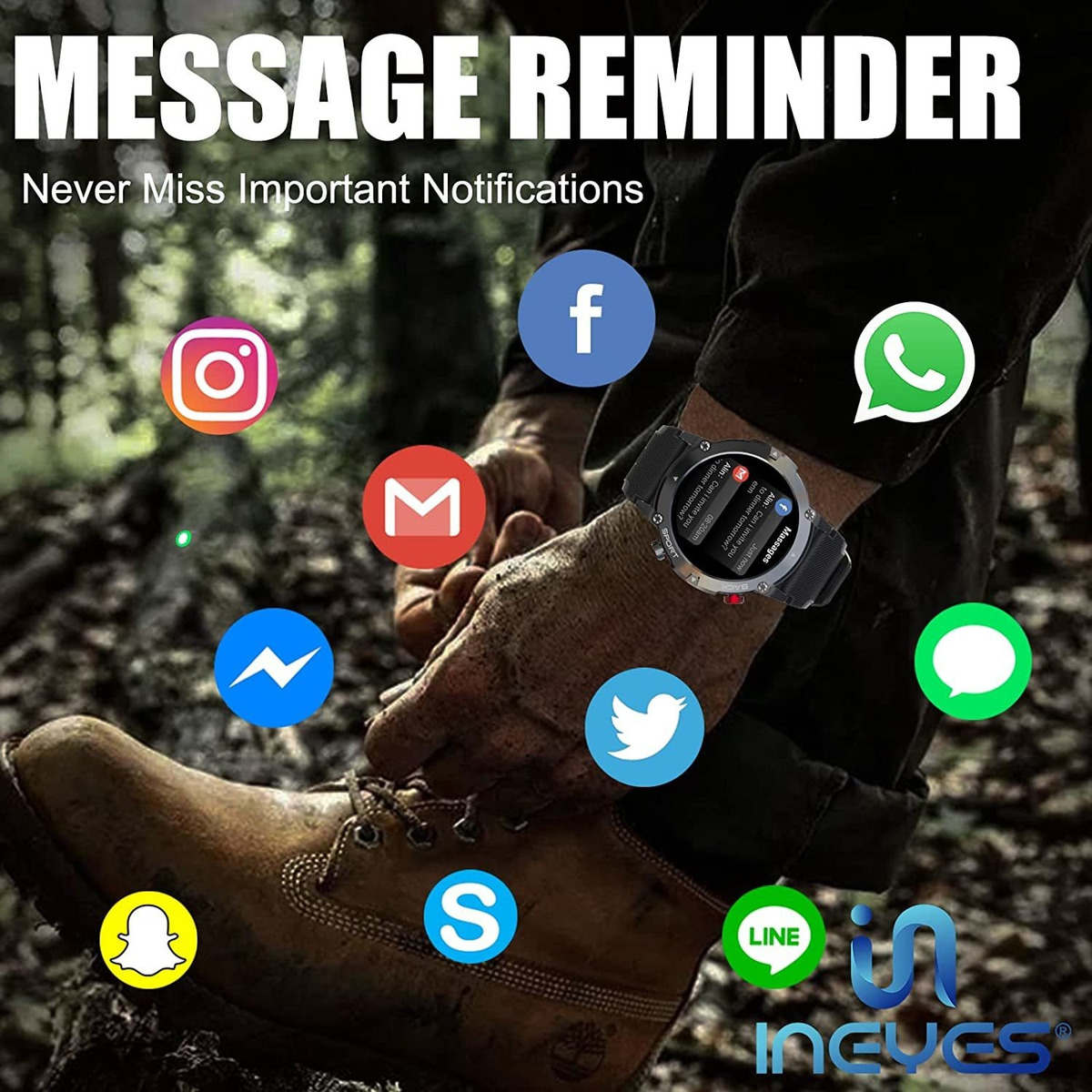 Smartwatch Para Homens Tactical Fitness Tracker Blu - Imagem 7