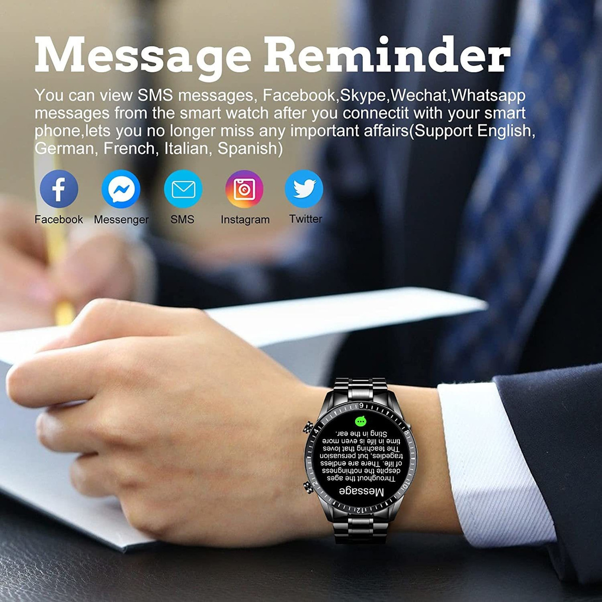 Smartwatch Masculino Para Android Ios Calls Blue - Imagem 7