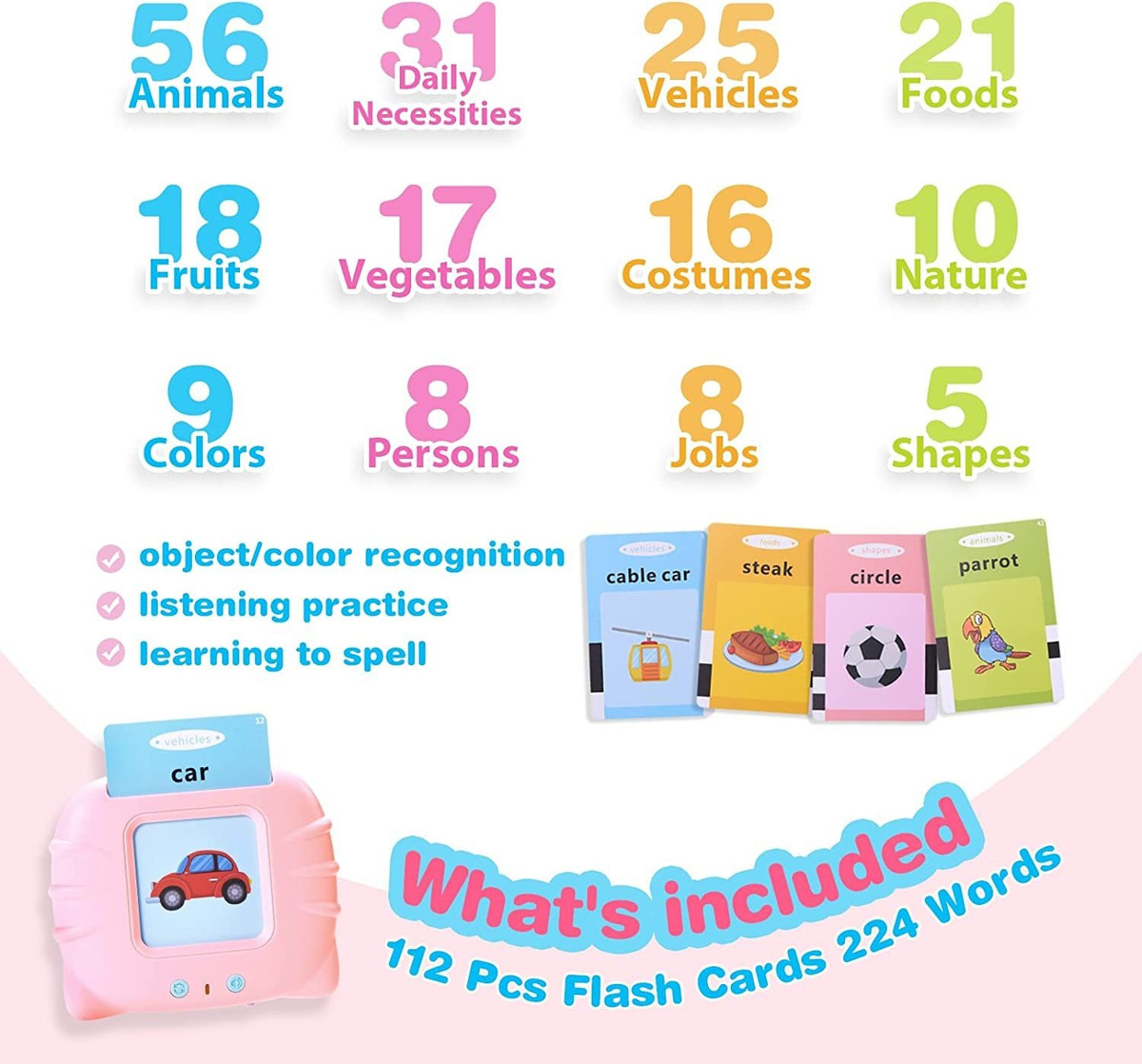 Cardkids Educational Aprenda Inglês 224 Palavras Para Crianç - Imagem 2