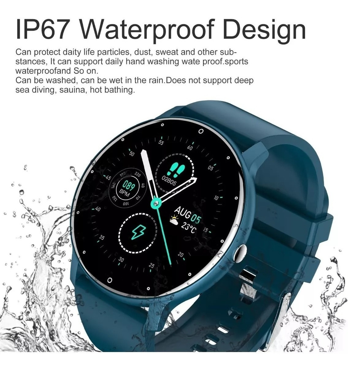 Sport Smart Watch Men Ip68 Relógio Bluetooth Preto À Prova D - Imagem 14