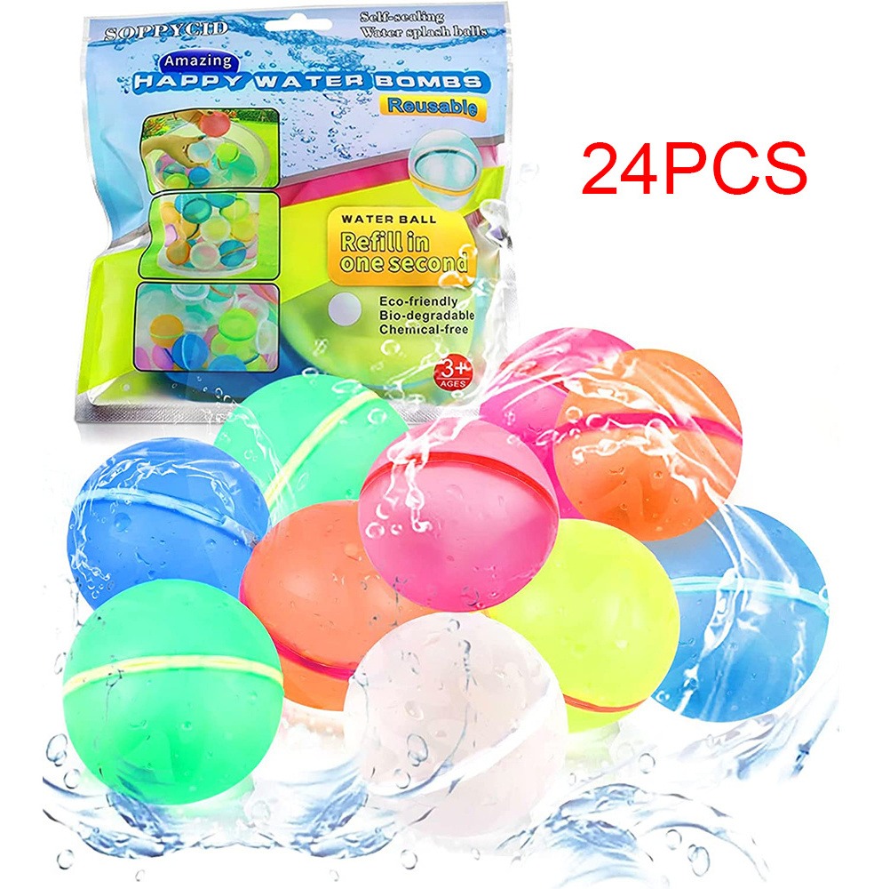 24 Peças Bolas De Água De Silicone Magnético Reutilizáveis