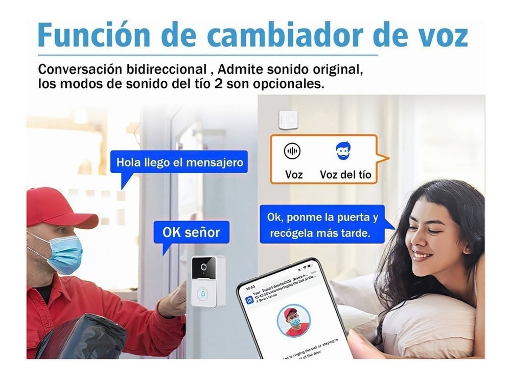 Câmera De Campainha Video Sem Fio Wifi, Visão Noturna De Cam - Imagem 2