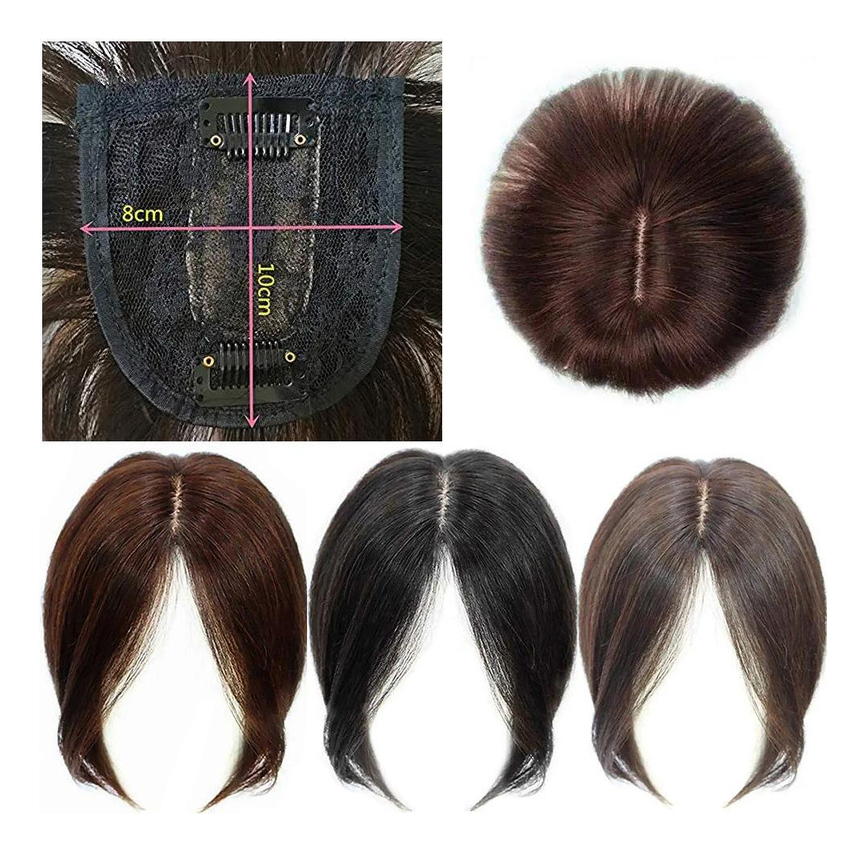 Toppers Clip Em Pedaços De Cabelo Humano Com Franja - Imagem 3