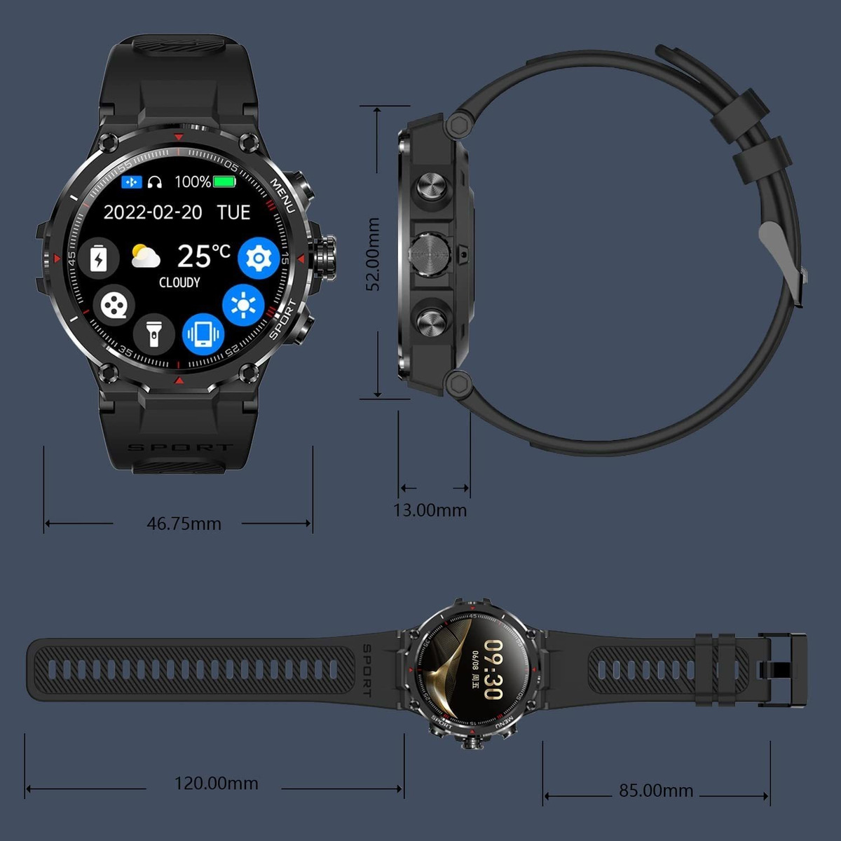 Rastreador De Fitness Smart Watch Para Homens (atender/fazer - Imagem 2