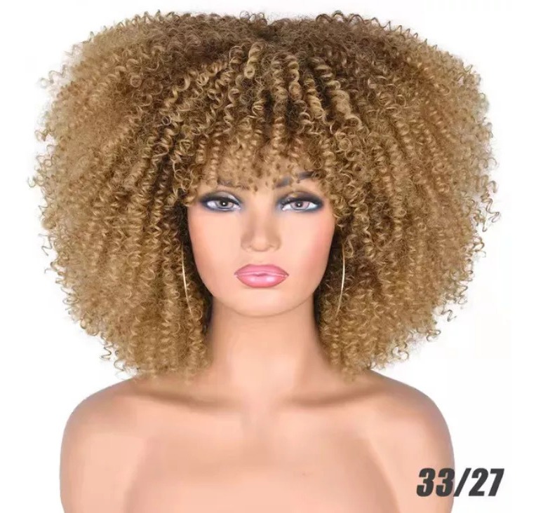 Afro Cabelo Sintético Mulheres Perucas Curtas Encaracoladas - Imagem 11