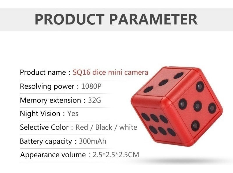 Mini Câmera Espiã Hd 1080p Chaveiro Tipo Cubo Cubo Dados - Imagem 3