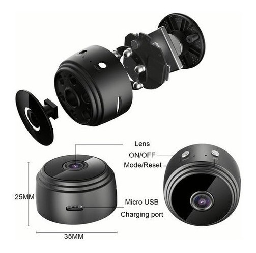 2x Câmera Espiã Miniatura Hd Wifi 1080p Com Visão Noturna - Imagem 6
