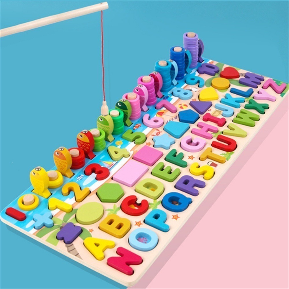 Lazhu Brinquedos De Madeira Montessori, Placa De Pesca, - Imagem 2