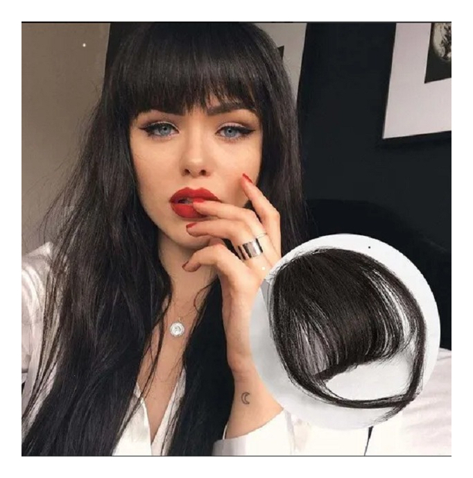 Lazhu Franja Reta Feminina Com Clipe Natural Franja Peruca - Imagem 7