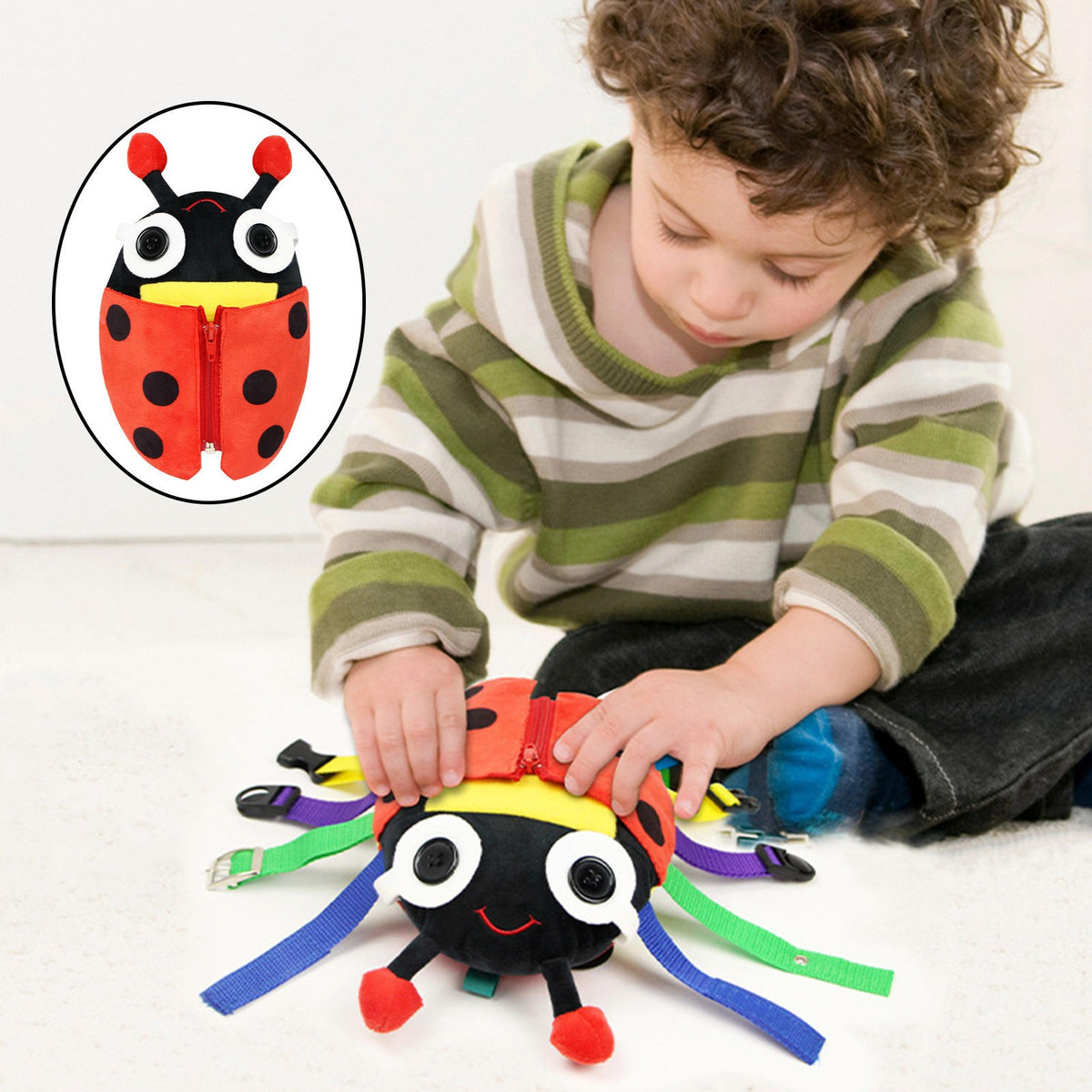 Fivela Sensorial De Pelúcia Aprendizagem Brinquedo Zipper - Imagem 3