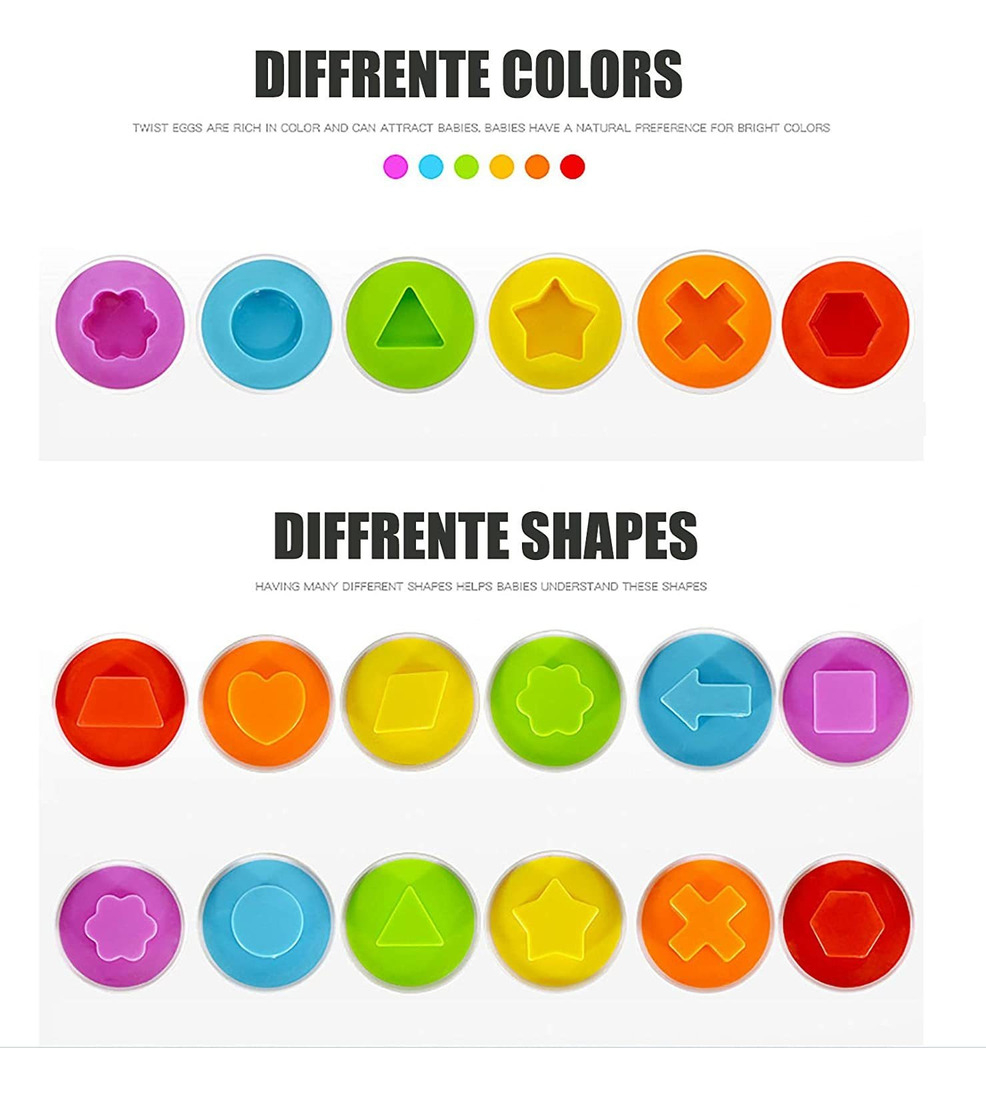 12 Ovos Montessori De Brinquedo Infantil Snap Cores E Formas - Imagem 2