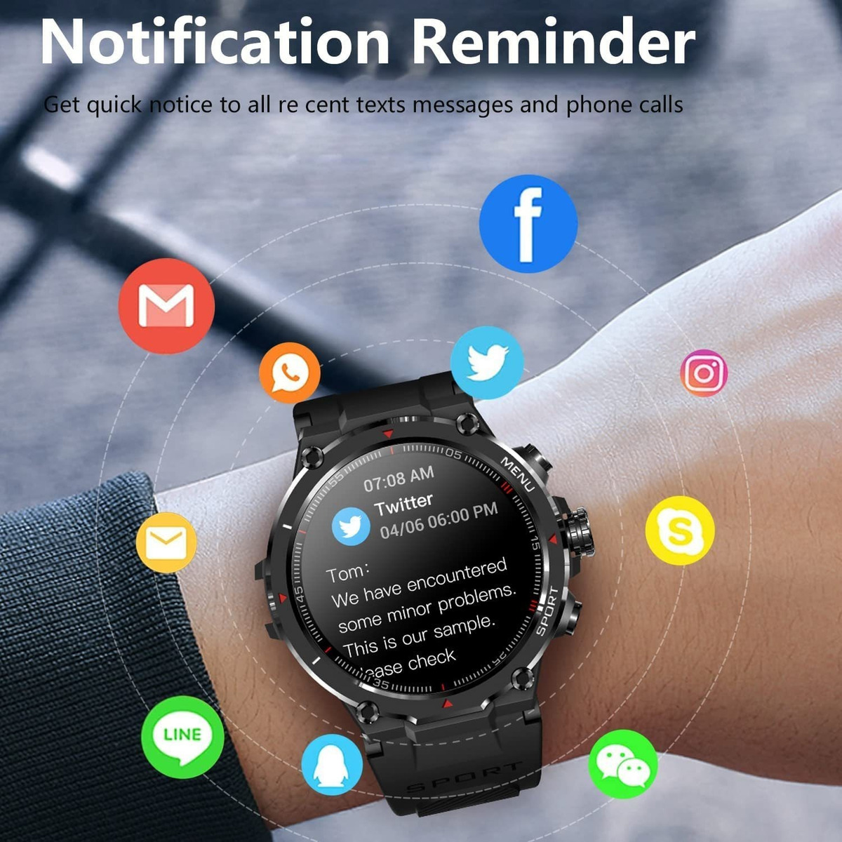 Rastreador De Fitness Smart Watch Para Homens (atender/fazer - Imagem 4