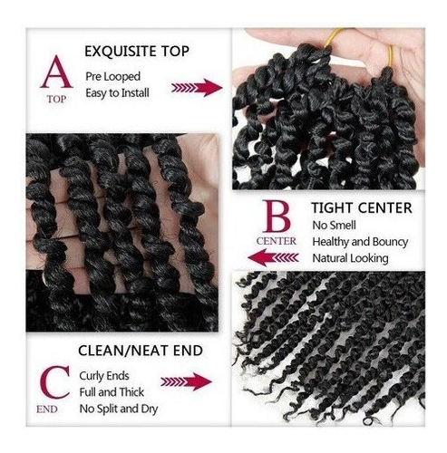 Aplique Cabelo Com Cachos Em Crochê De Ondas De Agua 3 Pcs - Imagem 4