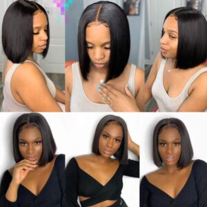 Peruca Artificial Cabelo Humano Curto Bob Suave 25-28cm