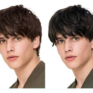 Peruca Masculina De Fibra Sintética De Cabelo Curto E Reto