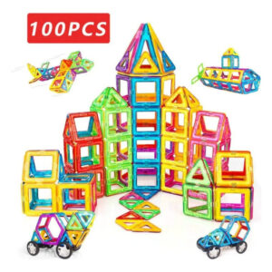 Blocos Magnéticos 100 Peças Brinquedo Educativo Infantil