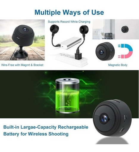 2pcs Mini Câmera Espiã Carro Wifi Sem Fio Hd Espionagem - Imagem 5