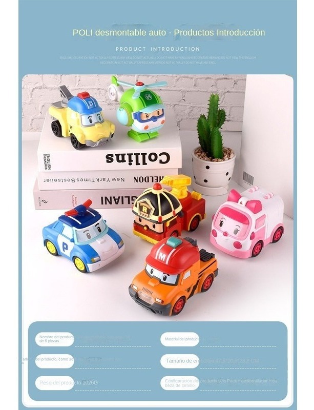 Conjunto De Carro De Brinquedo Robocars Poli Conjunto De 6 P - Imagem 3
