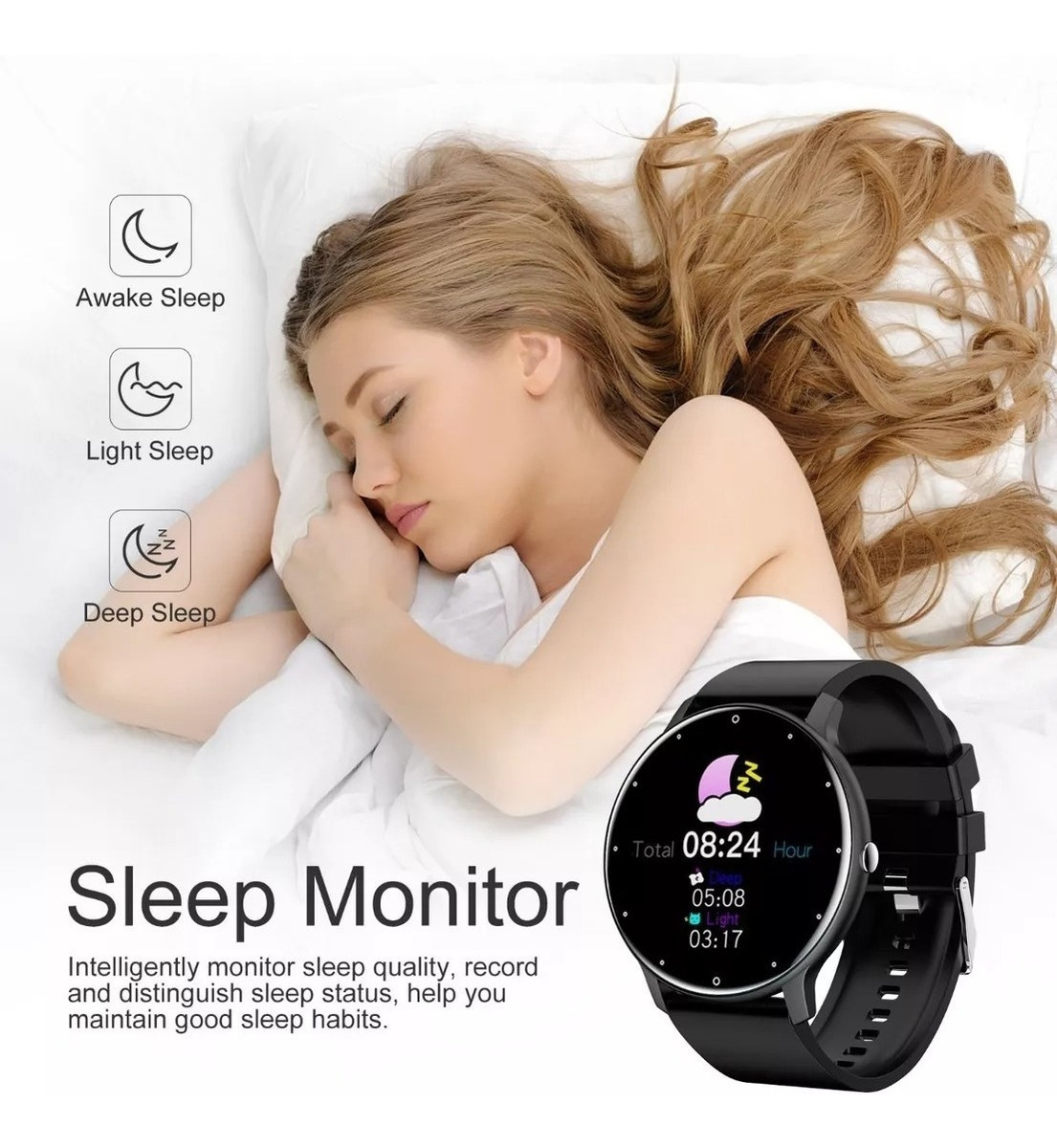 Sport Smart Watch Men Ip68 Relógio Bluetooth Preto À Prova D - Imagem 3
