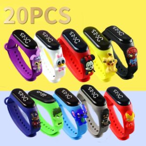 20 Peças Relógio Infantil Pulseira Led Presente