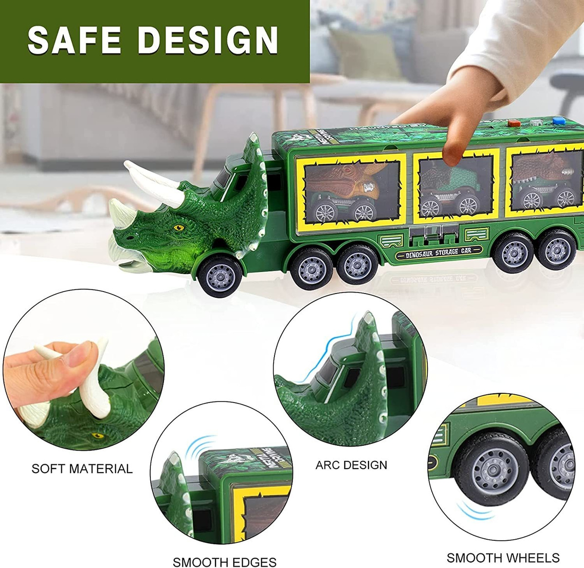 Caminhão De Brinquedo Do Dinossauro Dos Miúdos Com Luzes E S - Imagem 5