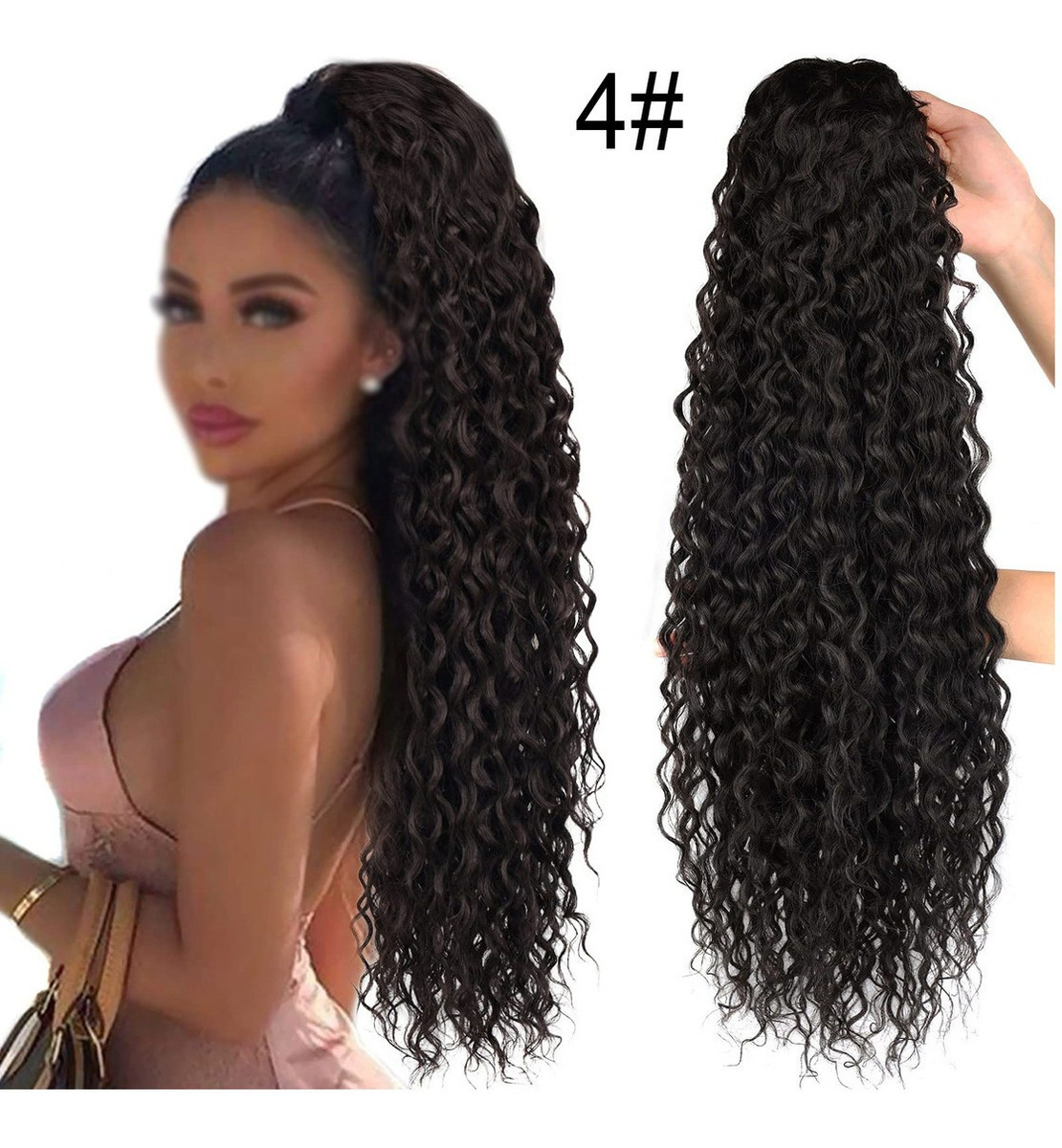 Peruca Artificial De Rabo De Cavalo Sintético Ondulado Curly - Imagem 2