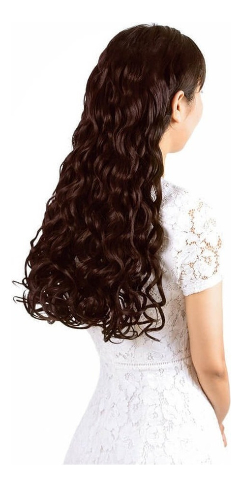 Peruca Cabelo Humano Aplique Tic Tac 55 Cm-chocolate Marrom - Imagem 2
