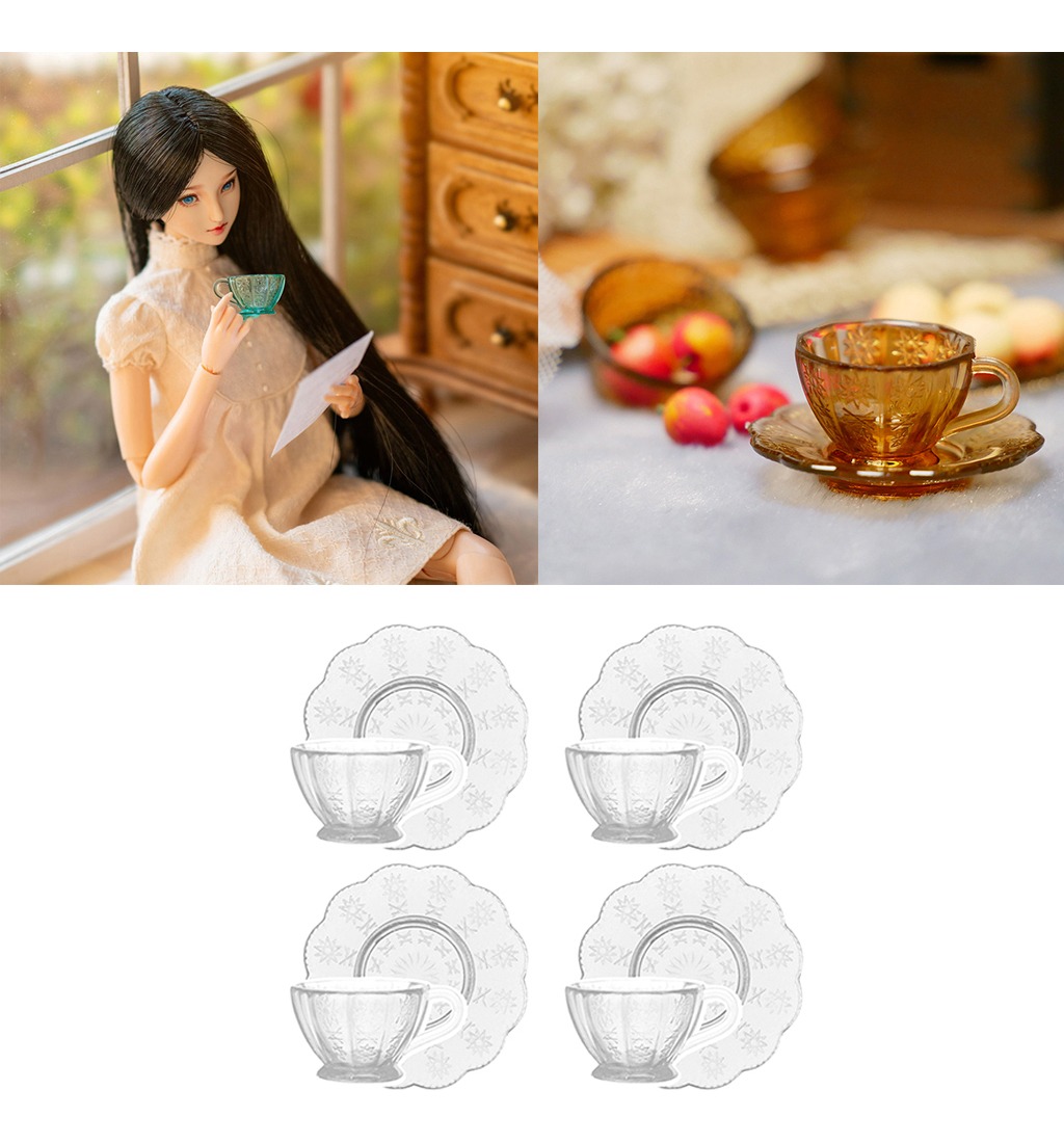 8 Unidades 1:12 Dollhouse Miniatures Tea Chá Set Copos De Ág - Imagem 5