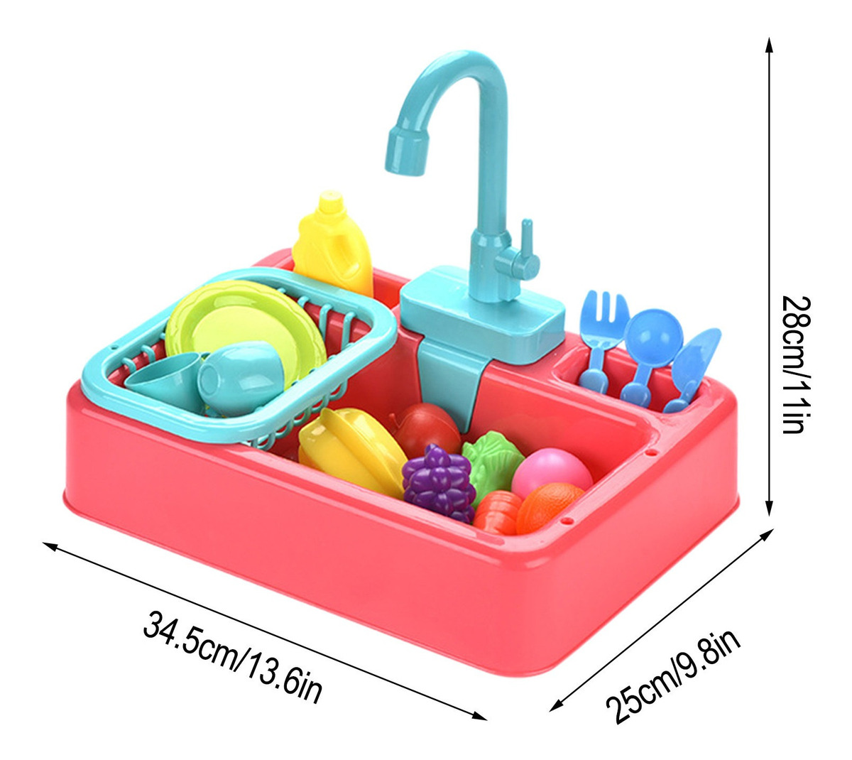 I 19 Peças De Brinquedos De Pia De Cozinha Com Água Corrente - Imagem 8