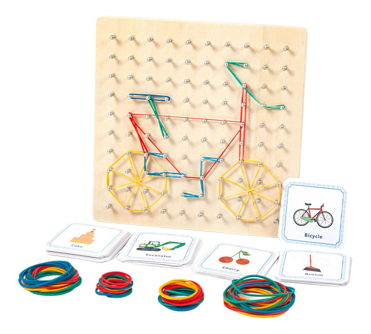 Montessori Geoboard Wooden Matemático Manipulative Math - Imagem 2