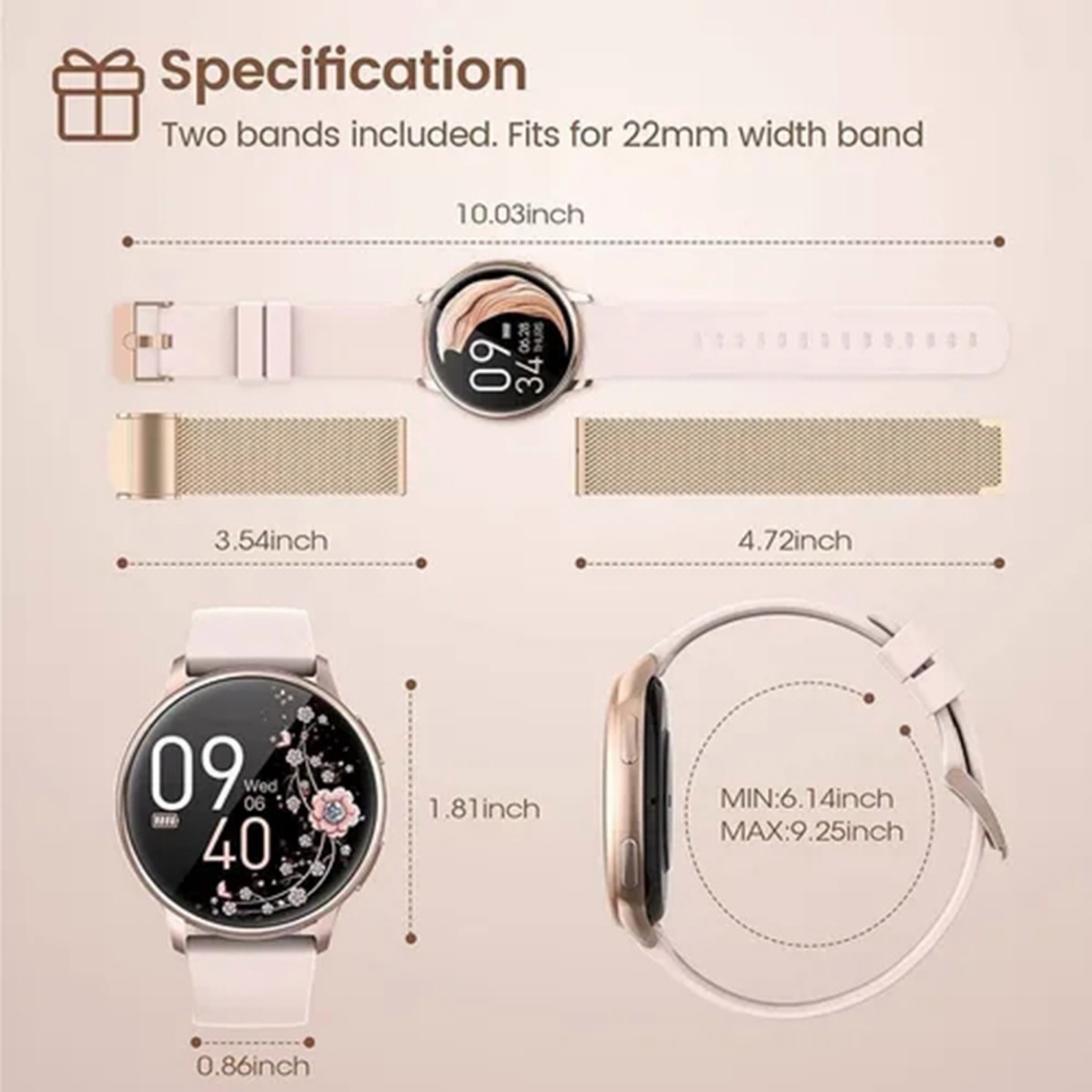 Smartwatch Esportivo Impermeável P/ Xiaomi Huawei Ios Mulher - Imagem 8