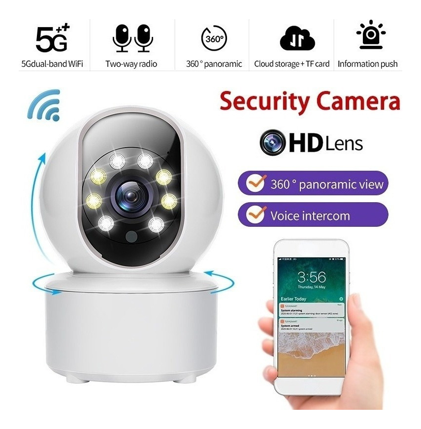 Câmera Ip 5g Wifi Wireless Visão Noturna Hd 1080p