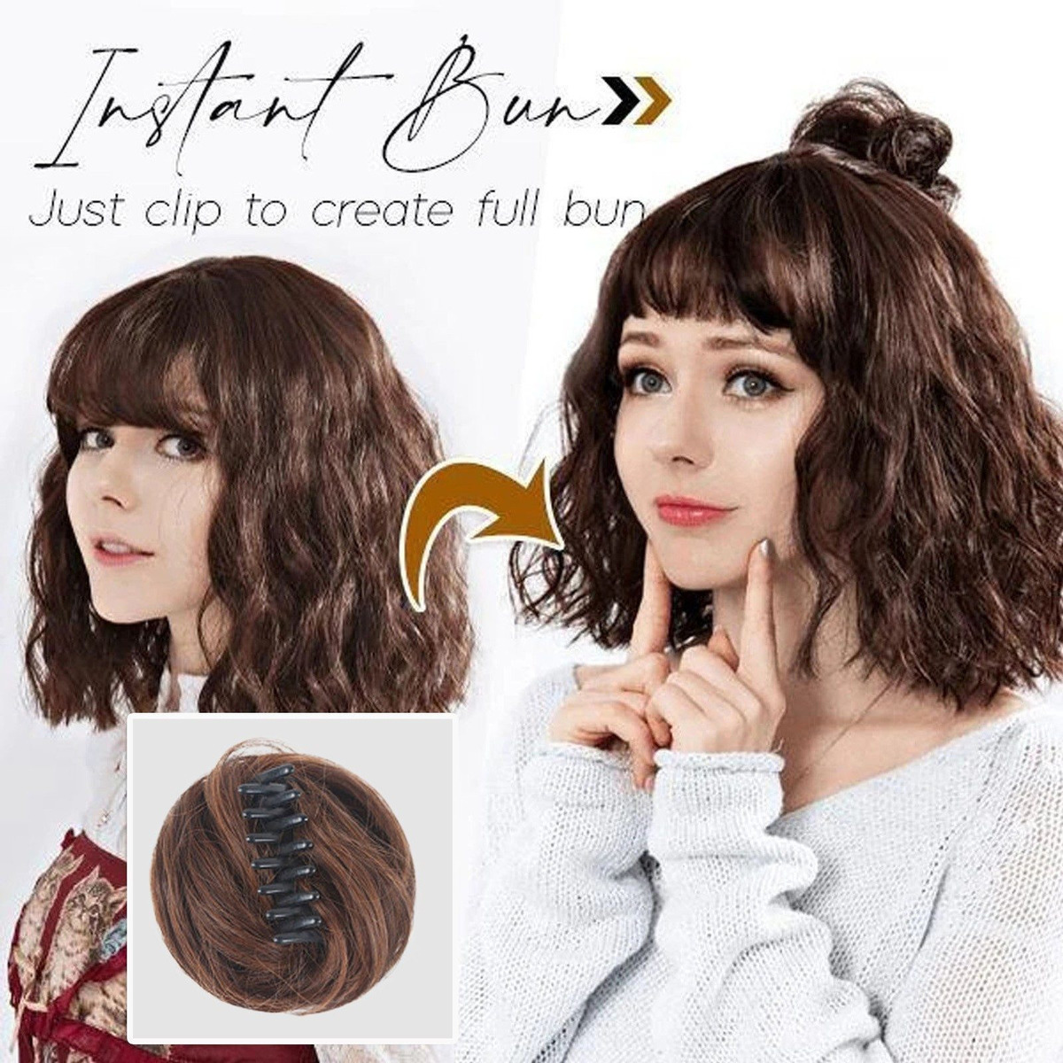 Bagunçado Bun Fácil Clipe Peruca Agarrando Clipe Hairhair Cu