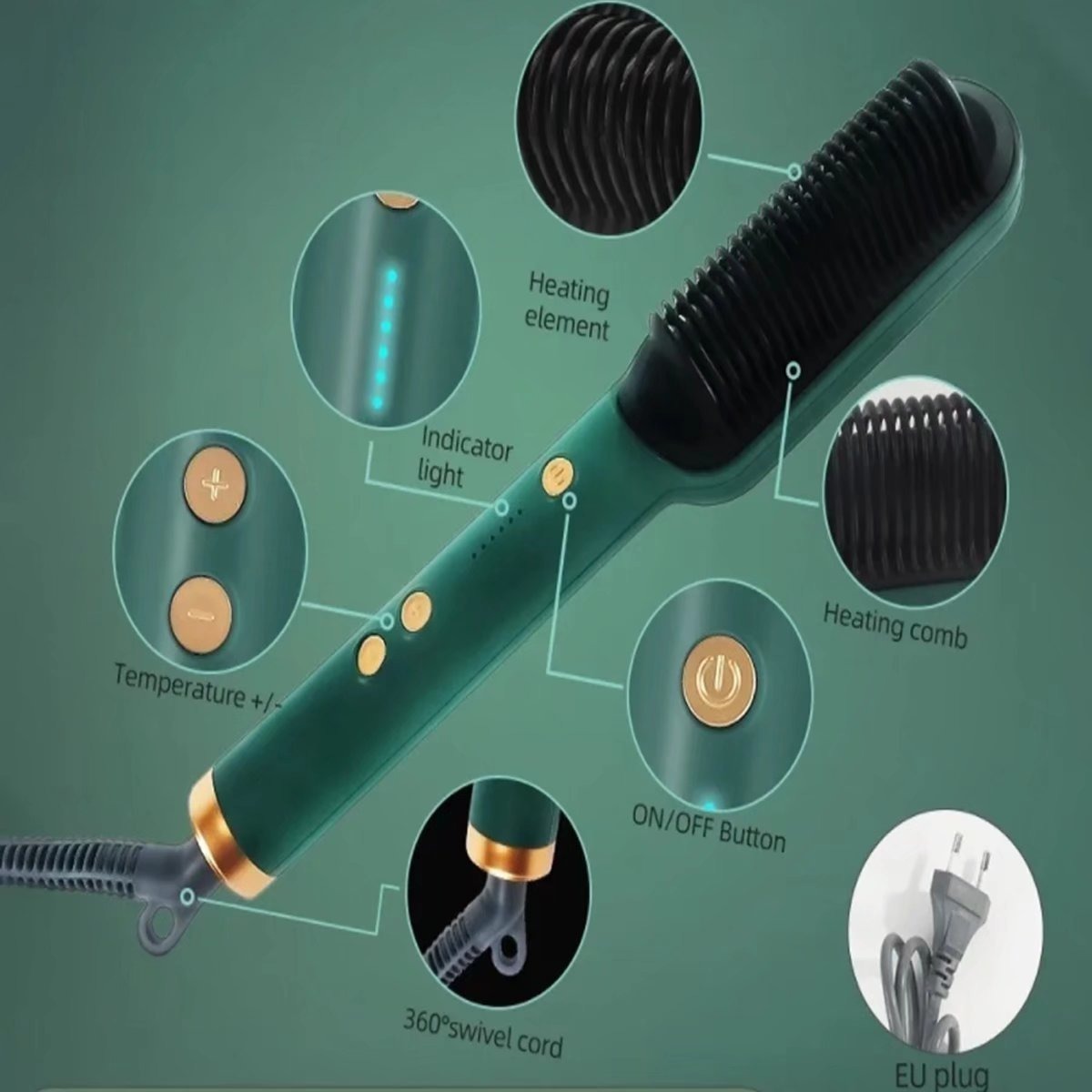 Escova Alisadora Anion Basiqe Sleek Gold - Imagem 5