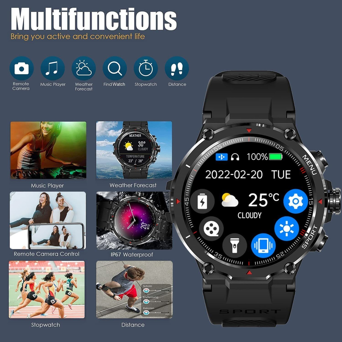 Rastreador De Fitness Smart Watch Para Homens (atender/fazer - Imagem 7