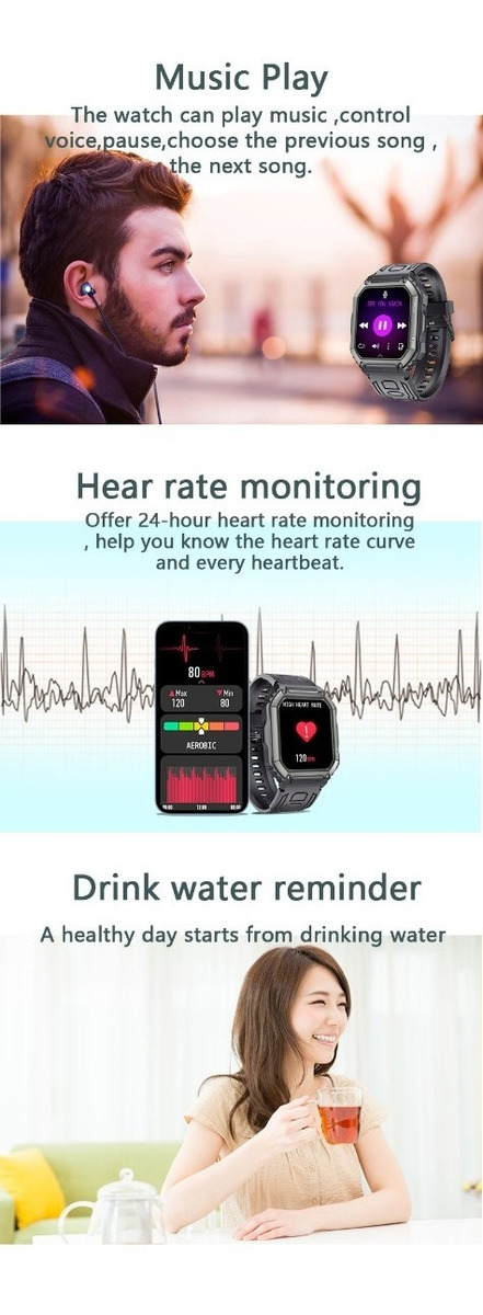 Smartwatch Homens Chamando Música Esportes Fitness - Imagem 9