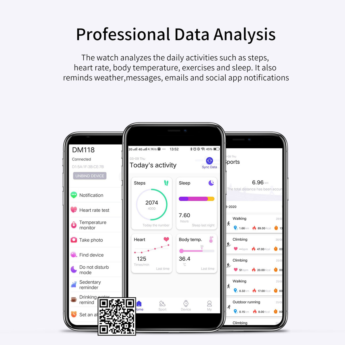 Relógio Smart Dm118 Tela1.3 Hd Resistente À Água Ip67 Preto - Imagem 9