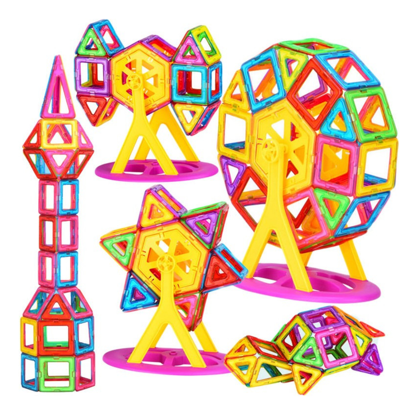 Blocos Magnéticos 100 Peças Brinquedo Educativo Infantil - Imagem 9