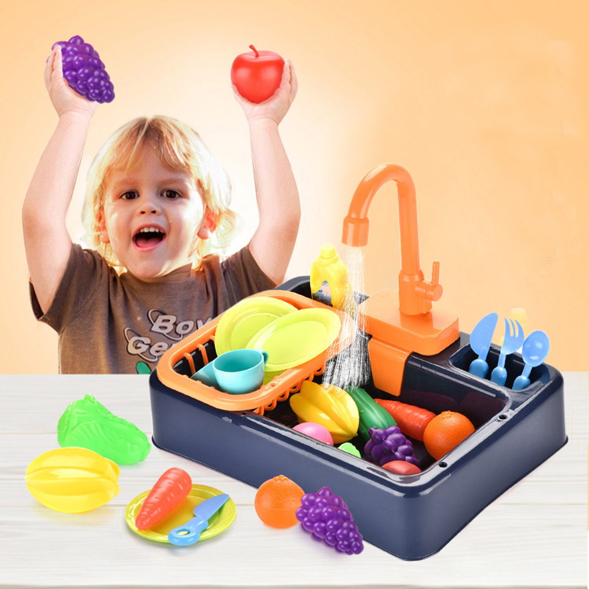 I 19 Peças De Brinquedos De Pia De Cozinha Com Água Corrente - Imagem 4
