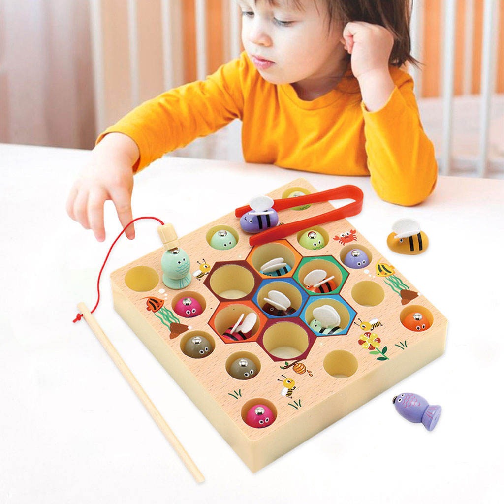 Montessori De Madeira Braçadeira De Pesca Jogar Jogamento - Imagem 3