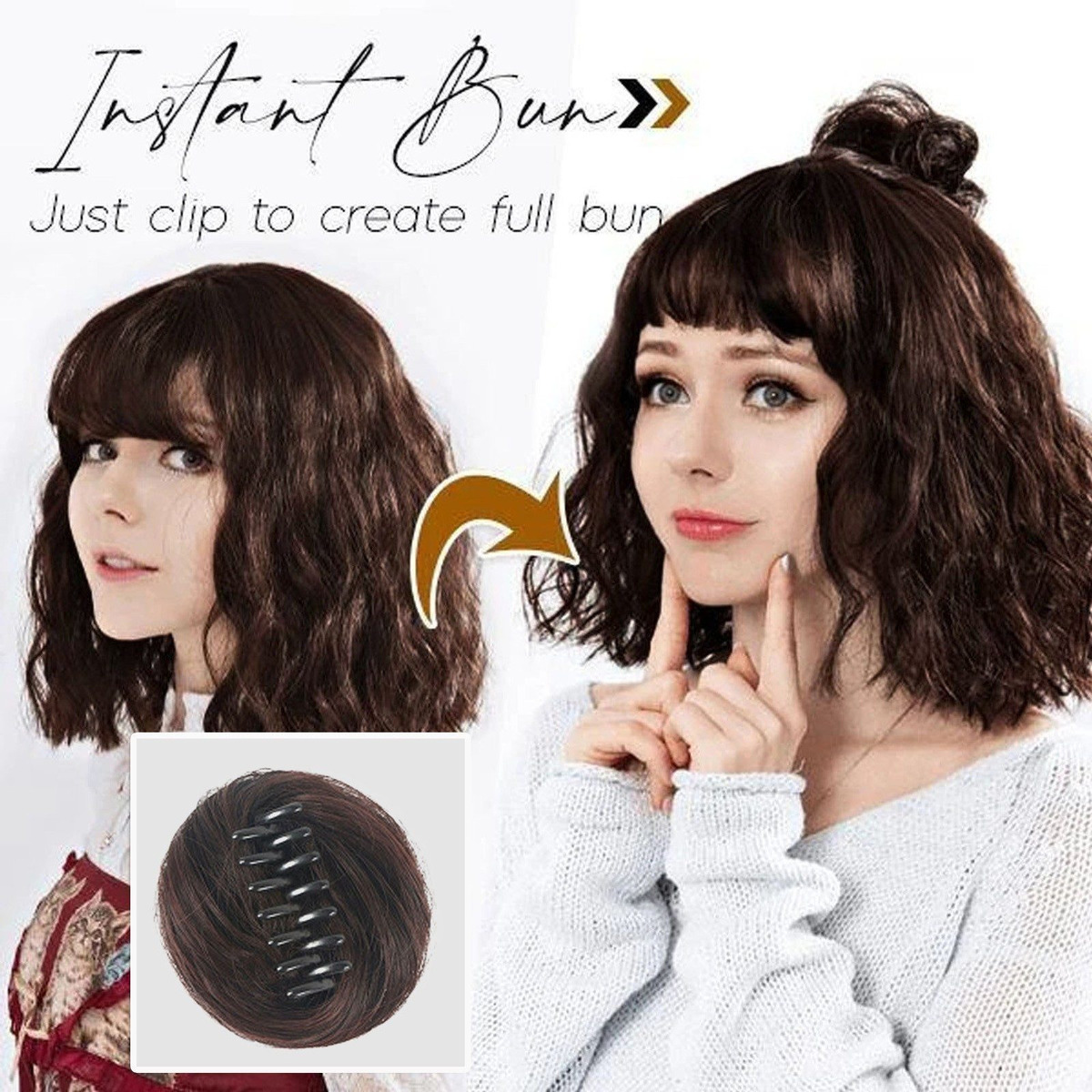Bagunçado Bun Fácil Clipe Peruca Agarrando Clipe Hairhair Cu - Imagem 7