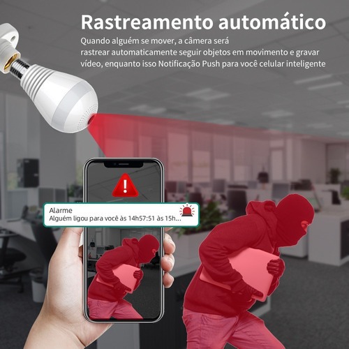 Camera Ip Lampada Segurança 360 Visão Noturna Espia Wifi Hd - Imagem 5