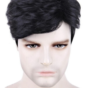 Peruca Masculina, Peruca Preta De Fibra De Cabelo Curto