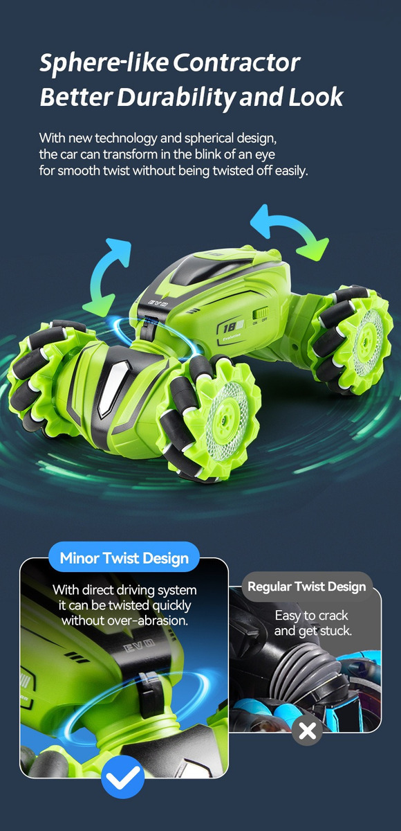 Deformação Do Controle Remoto Gesture Rc Car Drift Stunt 2.4 - Imagem 5