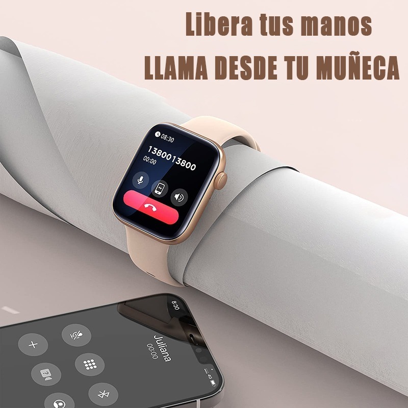 Smartwatch Impermeável Com Bluetooth Rosa Sobre Cinta Preta - Imagem 3