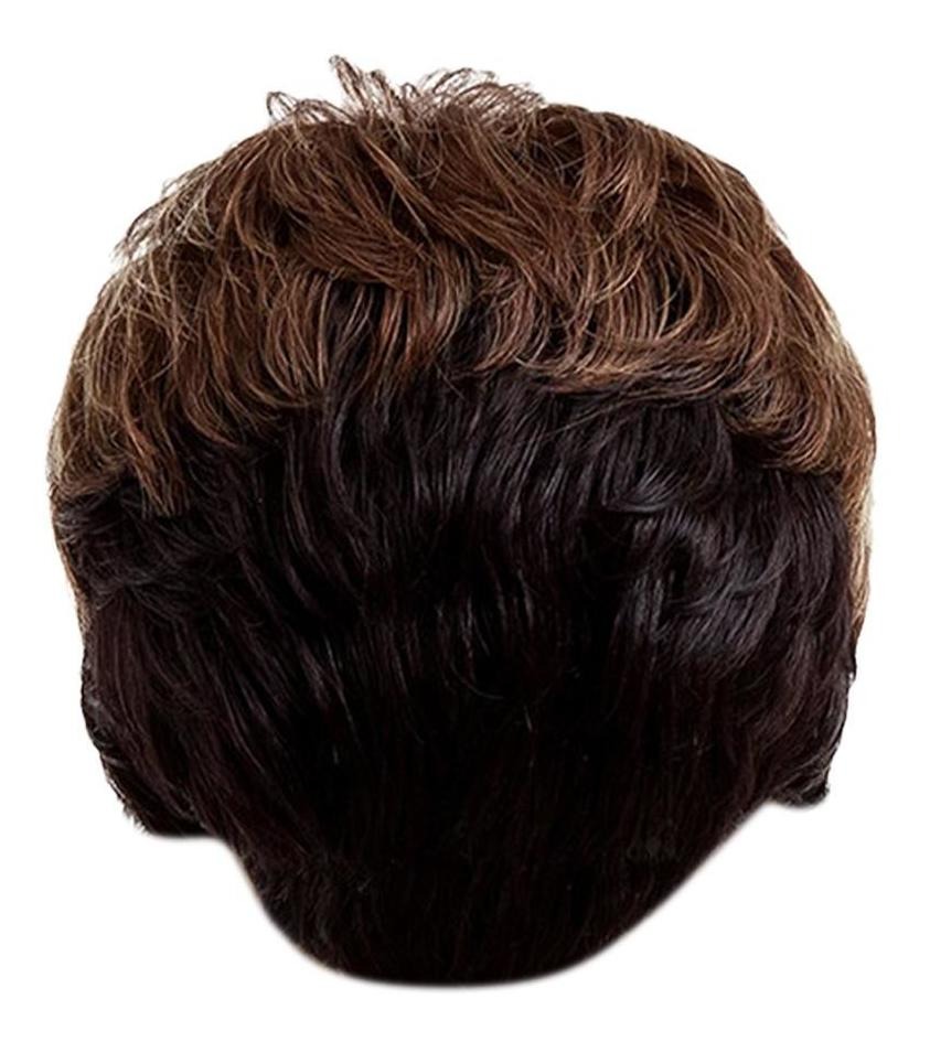 Brown Blend Peruca De Franja Apliques Ondulados Para - Imagem 3